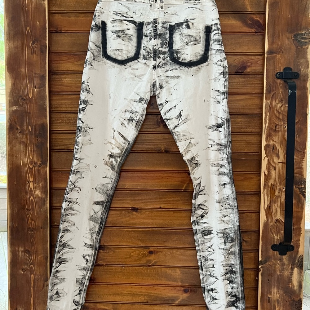 Womens Bebe Black/White Denim “Skinny”